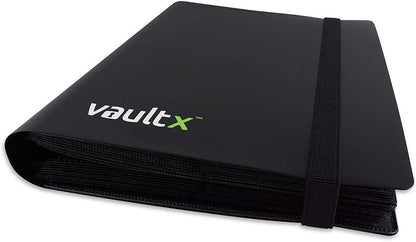 Vault X 4 Pocket Trading Card Strap Binder, 160 cards, Standard, 20 Side-Loading Pages, Folder for Collectible Card Games, Sports, TCG (Black