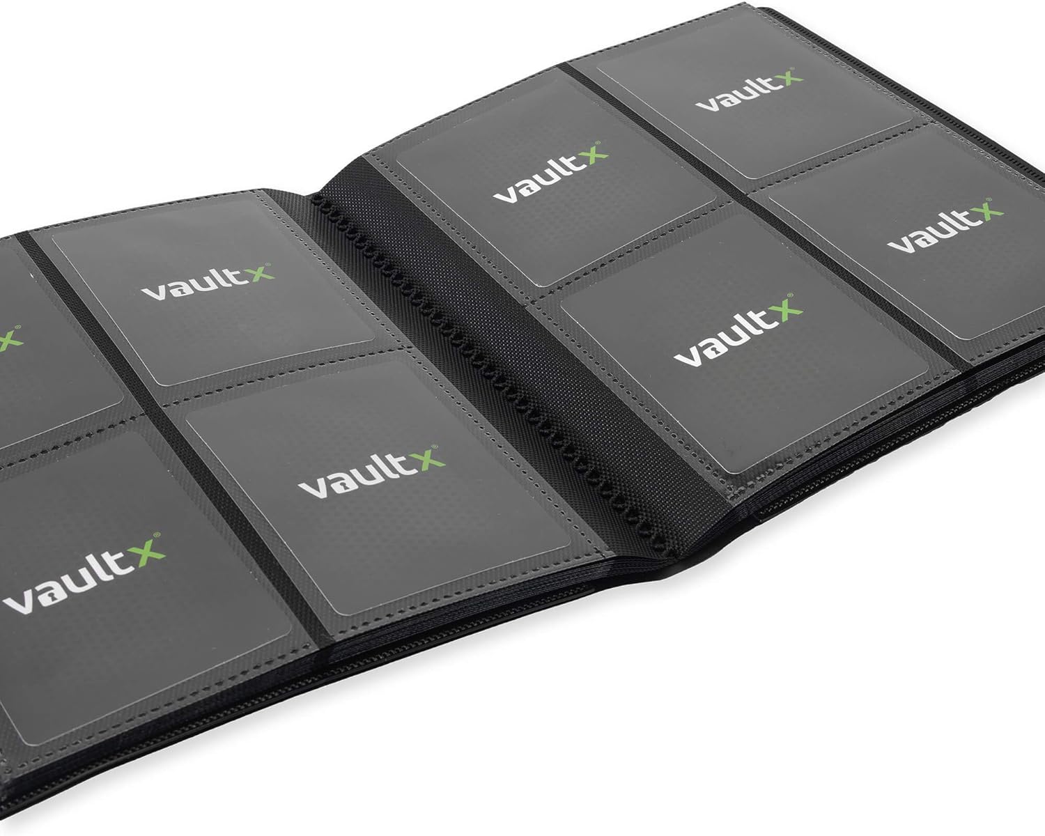 Vault X 4 Pocket Trading Card Strap Binder, 160 cards, Standard, 20 Side-Loading Pages, Folder for Collectible Card Games, Sports, TCG (Black