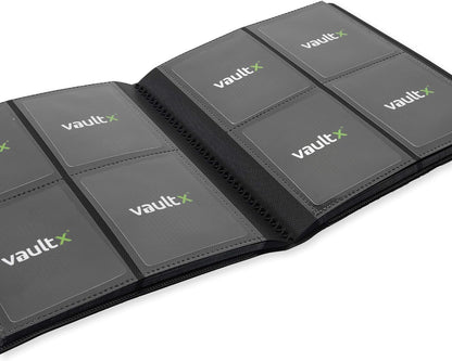 Vault X 4 Pocket Trading Card Strap Binder, 160 cards, Standard, 20 Side-Loading Pages, Folder for Collectible Card Games, Sports, TCG (Black
