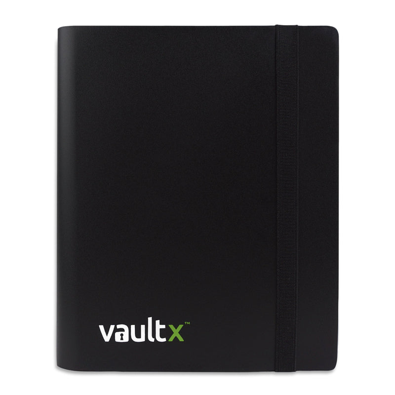 Vault X 4 Pocket Trading Card Strap Binder, 160 cards, Standard, 20 Side-Loading Pages, Folder for Collectible Card Games, Sports, TCG (Black