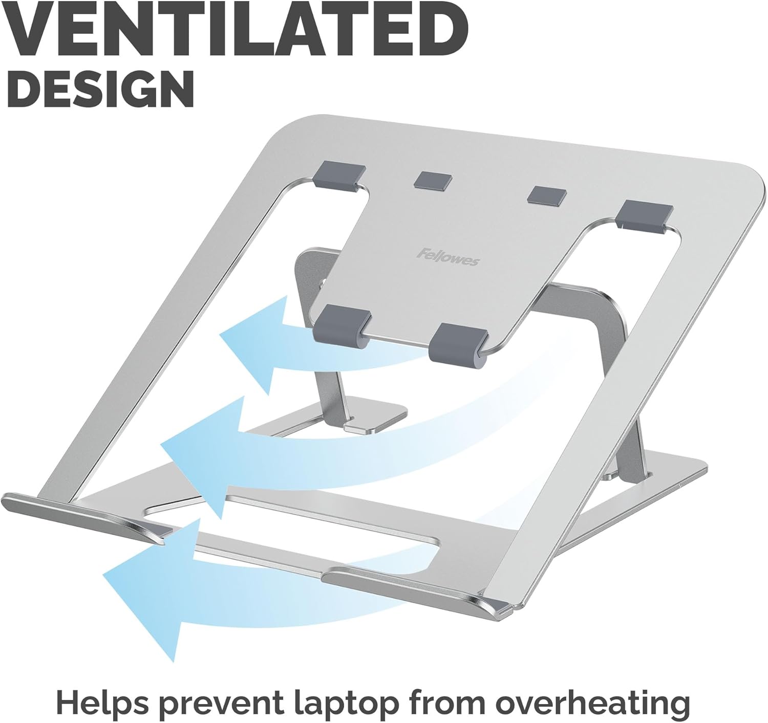 Fellowes Elevador para Portátil Alumia™ – Soporte Metálico Ergonómico y Ajustable en Altura e Inclinación – Plegable de Aluminio Reciclado – para Casa, Oficina o Trabajo Híbrido – Plata