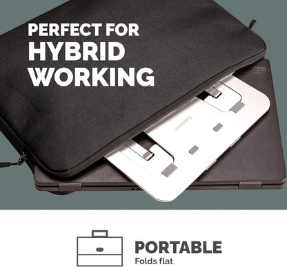 Fellowes Elevador para Portátil Alumia™ – Soporte Metálico Ergonómico y Ajustable en Altura e Inclinación – Plegable de Aluminio Reciclado – para Casa, Oficina o Trabajo Híbrido – Plata