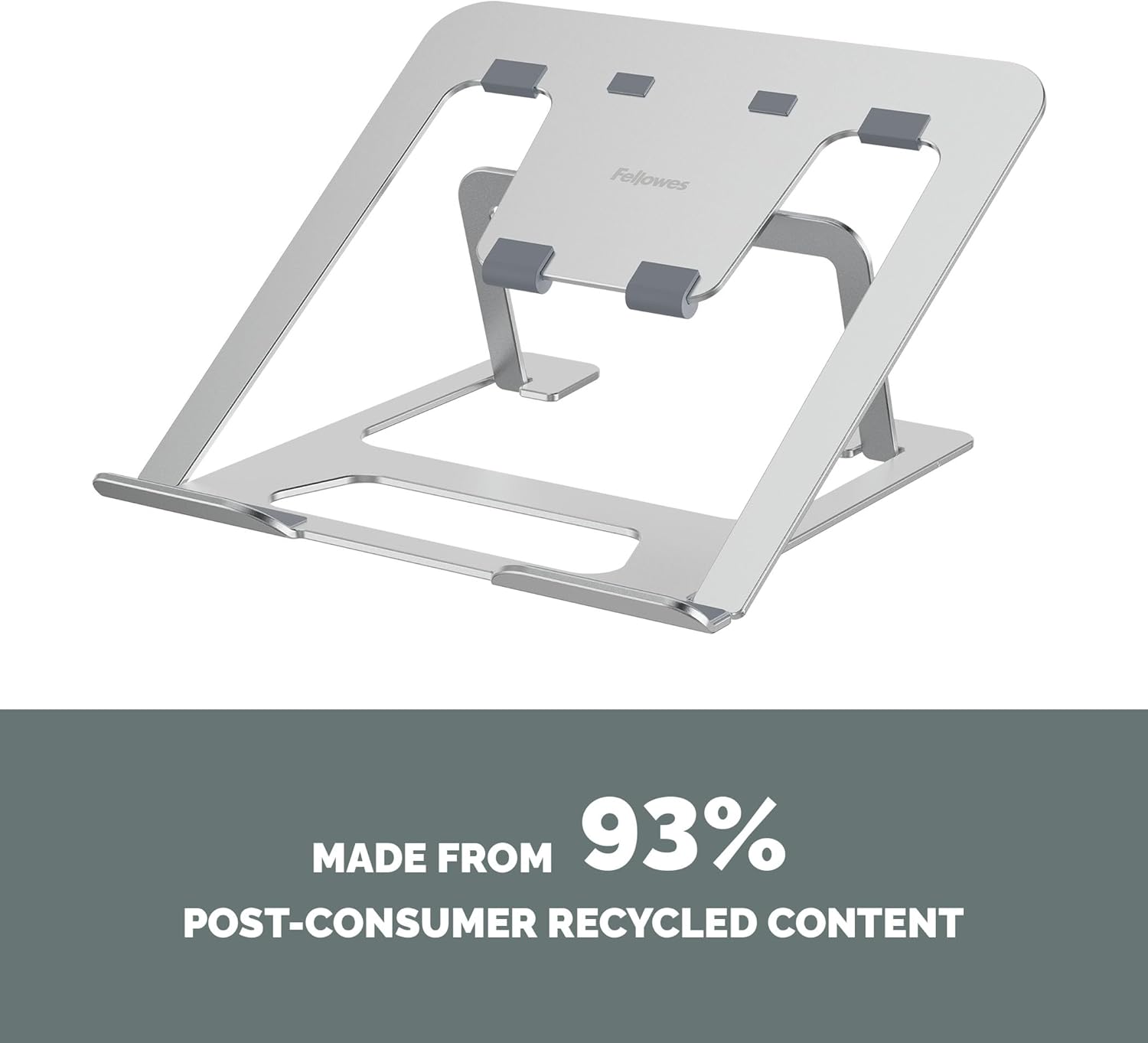 Fellowes Elevador para Portátil Alumia™ – Soporte Metálico Ergonómico y Ajustable en Altura e Inclinación – Plegable de Aluminio Reciclado – para Casa, Oficina o Trabajo Híbrido – Plata