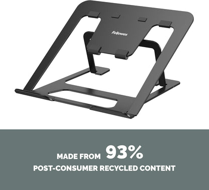Fellowes Elevador para Portátil Alumia™ – Soporte Metálico Ergonómico y Ajustable en Altura e Inclinación – Plegable de Aluminio Reciclado – para Casa, Oficina o Trabajo Híbrido –