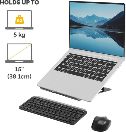 Fellowes Elevador para Portátil Alumia™ – Soporte Metálico Ergonómico y Ajustable en Altura e Inclinación – Plegable de Aluminio Reciclado – para Casa, Oficina o Trabajo Híbrido –