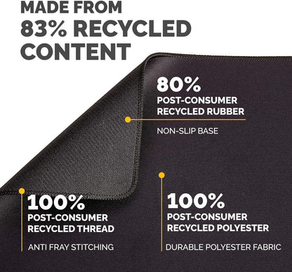 Fellowes Extra-Large Ergonomic Mousepad Black – Non-Slip Rubber Base, Durable Stitched Edges, Microban Protection, Eco-Friendly, and Optimized for Optical & Laser Mice