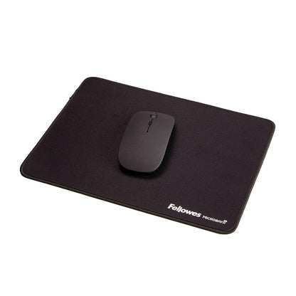 Fellowes Extra-Large Ergonomic Mousepad Black – Non-Slip Rubber Base, Durable Stitched Edges, Microban Protection, Eco-Friendly, and Optimized for Optical & Laser Mice