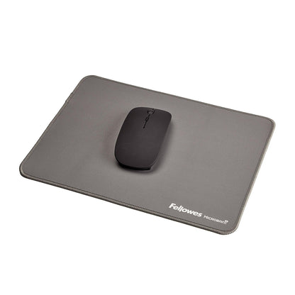Fellowes Breyta Mousepad ergonomico extra-large grigio - Base in gomma antiscivolo, bordi cuciti resistenti, protezione Microban, ecologico e ottimizzato per mouse ottici e laser.