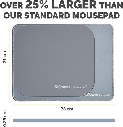 Fellowes Extra-Large Ergonomic Mousepad Marine – Non-Slip Rubber Base, Durable Stitched Edges, Microban Protection, Eco-Friendly, and Optimized for Optical & Laser Mice