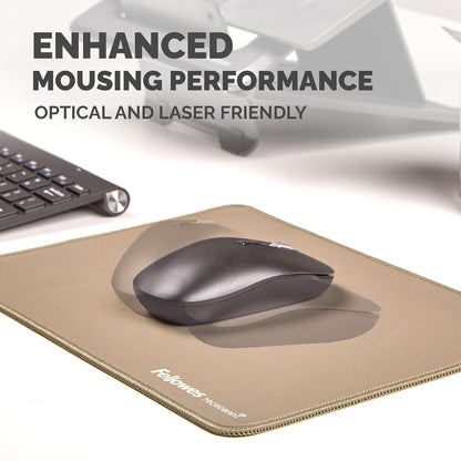 Fellowes Breyta Mousepad ergonomico extra-large Sabbia - Base in gomma antiscivolo, bordi cuciti resistenti, protezione Microban, ecologico e ottimizzato per mouse ottici e laser.