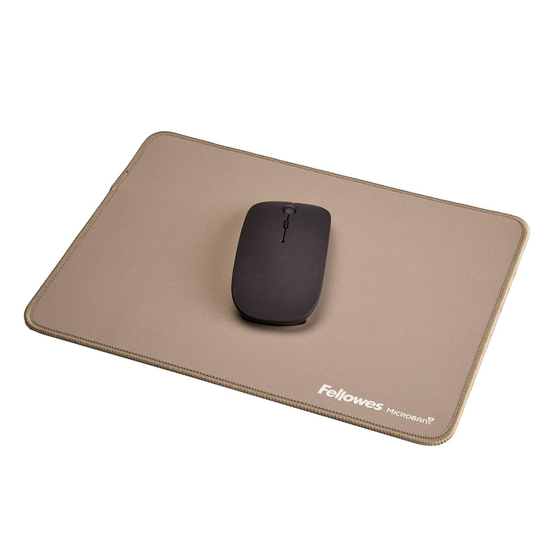Fellowes Breyta Mousepad ergonomico extra-large Sabbia - Base in gomma antiscivolo, bordi cuciti resistenti, protezione Microban, ecologico e ottimizzato per mouse ottici e laser.