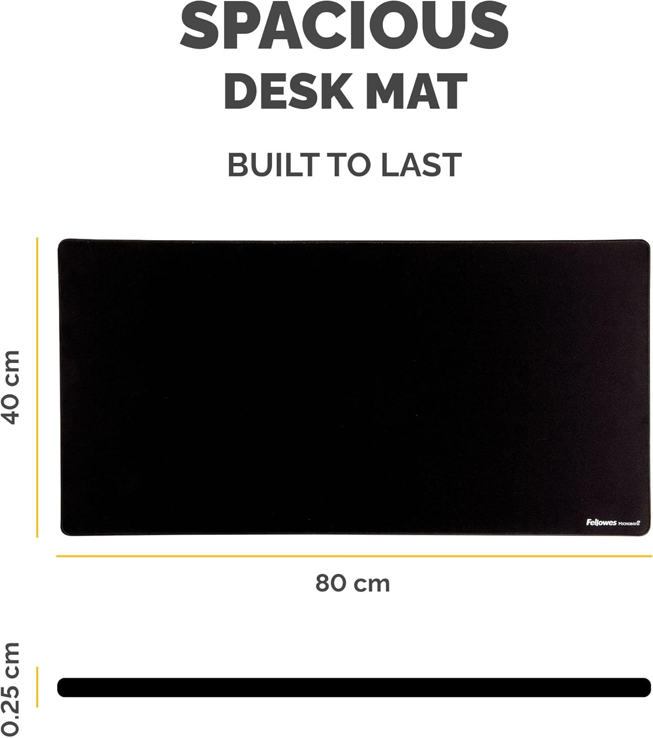 Fellowes Breyta Tapete de Escritorio Grande Negro, Base de Goma Antideslizante, Bordes Cosidos Resistentes, Protección Microban®, y Adecuado para Escribir, Teclear y Usar el Ratón