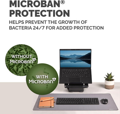 Fellowes Breyta Tappetino da scrivania grande Grigio - Base in gomma antiscivolo, bordi cuciti resistenti, protezione Microban, eco-compatibile, perfetto per scrivere, digitare e usare il mouse