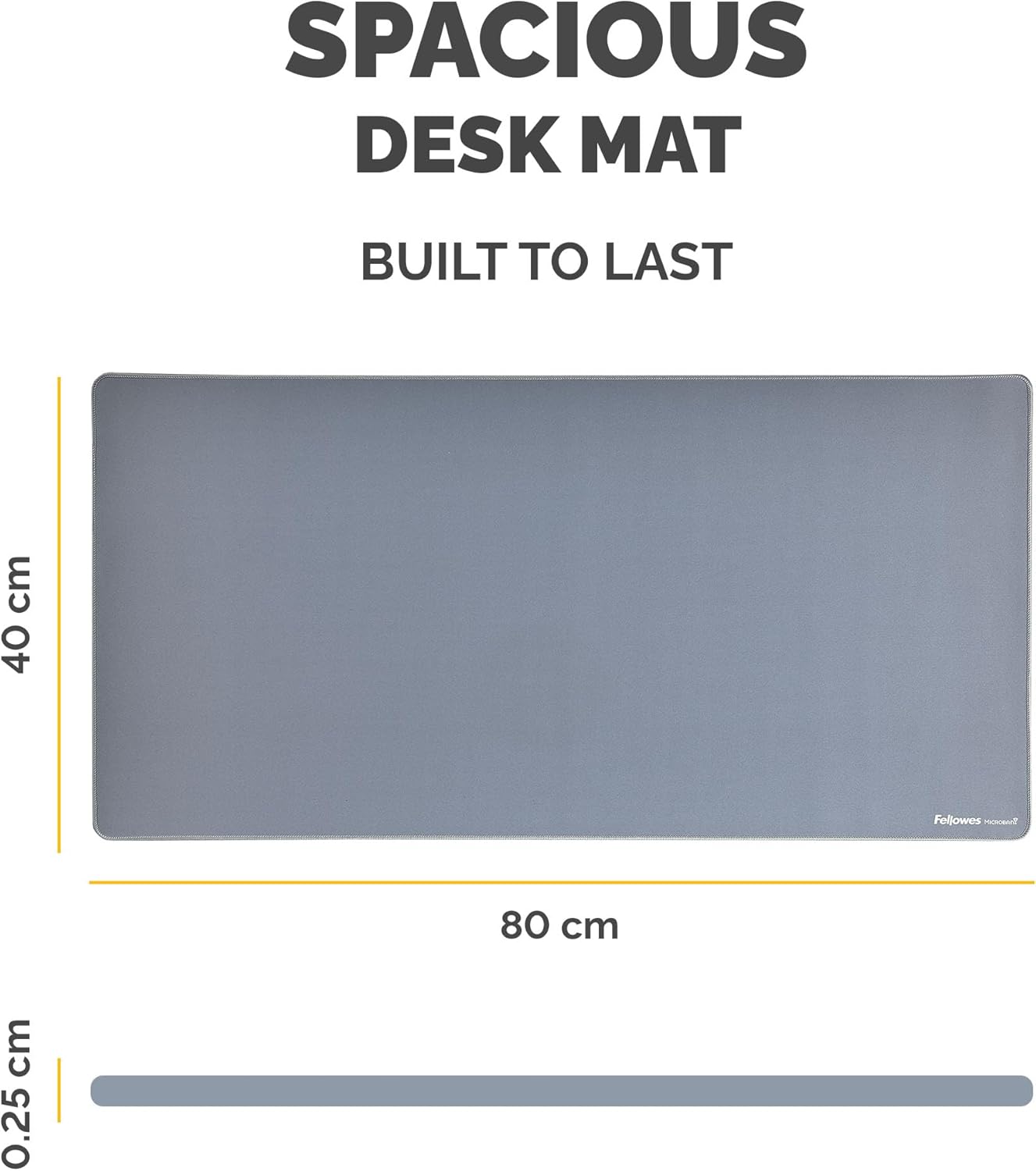 Fellowes Breyta Tapis de bureau sous main large – Bleu – Base antidérapante en caoutchouc, bords cousus résistants, protection Microban, idéal pour l’écriture, la saisie et l’utilisation de la souris