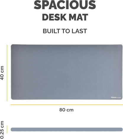 Fellowes Breyta Tapis de bureau sous main large – Bleu – Base antidérapante en caoutchouc, bords cousus résistants, protection Microban, idéal pour l’écriture, la saisie et l’utilisation de la souris