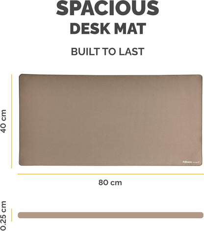 Fellowes Breyta Tapis de bureau sous main large – Sable – Base antidérapante en caoutchouc, bords cousus résistants, protection Microban, idéal pour l’écriture, la saisie et l’utilisation de la souris