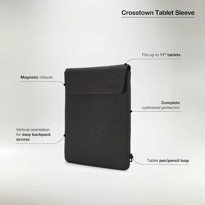 Incase Crosstown Sleeve with Woolenex for 11” iPad/Tablet – Vertical Orientation, Pen/Pencil Loop, Cushioned Protection, Magnetic Closure, Up to 11” Devices, Tablet Cover - Black