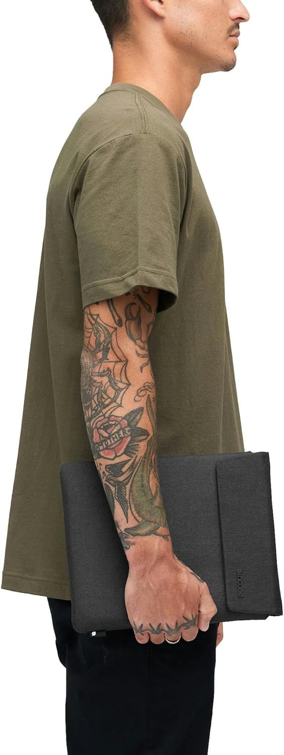 Incase Crosstown Sleeve with Woolenex for 11” iPad/Tablet – Vertical Orientation, Pen/Pencil Loop, Cushioned Protection, Magnetic Closure, Up to 11” Devices, Tablet Cover - Black