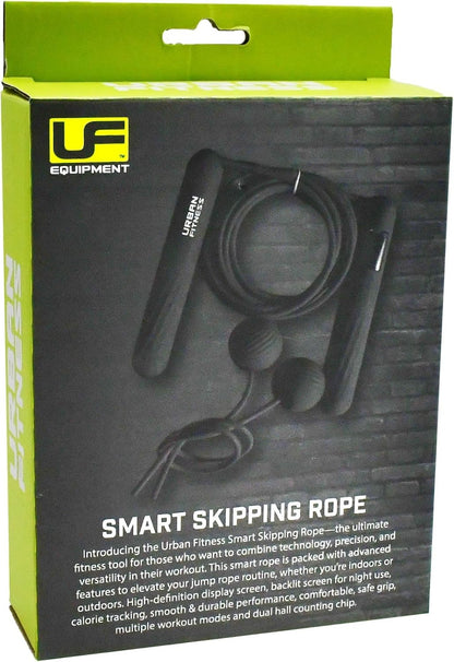 Urban Fitness Smart Skipping Rope with Digital LCD Screen Dual Hall Sensors Weighted Cordless Mode, Crossfit Jumping, Silicone Grip Adjustable 3m Cable