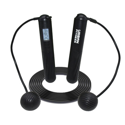 Urban Fitness Smart Skipping Rope with Digital LCD Screen Dual Hall Sensors Weighted Cordless Mode, Crossfit Jumping, Silicone Grip Adjustable 3m Cable