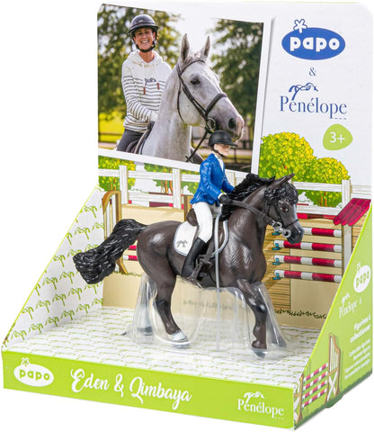 PAPO - Hand-Painted Figurine - Eden and Qimbaya - Equestrian World - Collectible - for Children - Boys and Girls - Ages 3 and Up