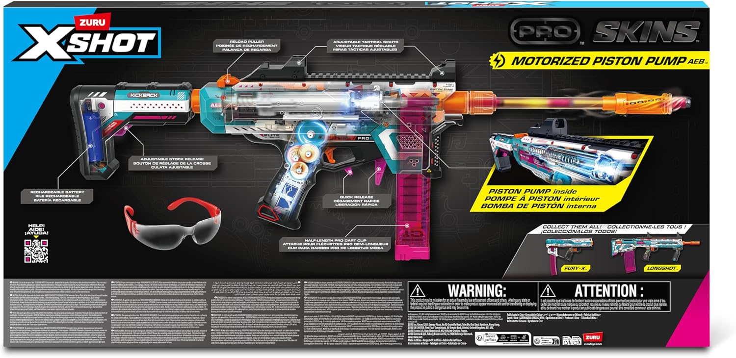 XSHOT Pro Motorized Piston Pump AEB with 40 Air Pocket Technology Half Darts by ZURU, Motorized Dart Blaster Outdoor Toy, Teens and Adults Aged 14+