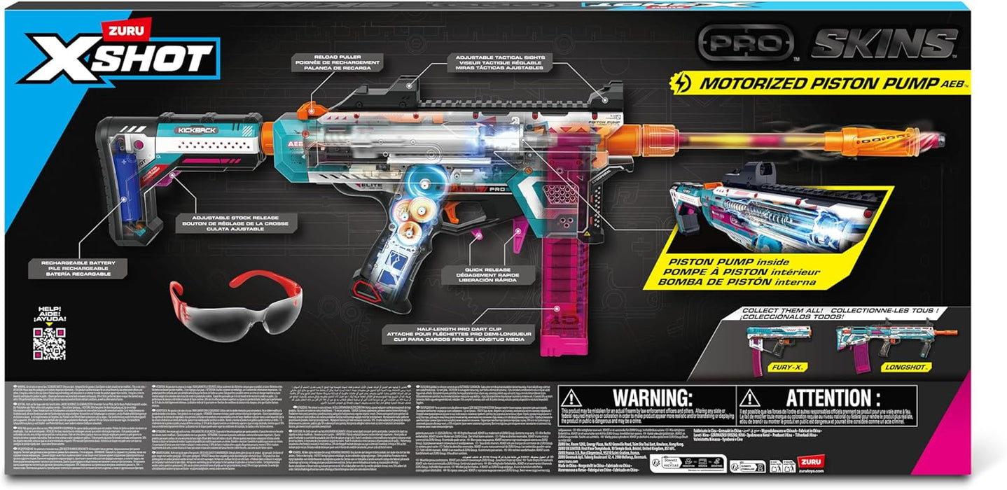 XSHOT Pro Motorized Piston Pump AEB with 40 Air Pocket Technology Half Darts by ZURU, Motorized Dart Blaster Outdoor Toy, Teens and Adults Aged 14+