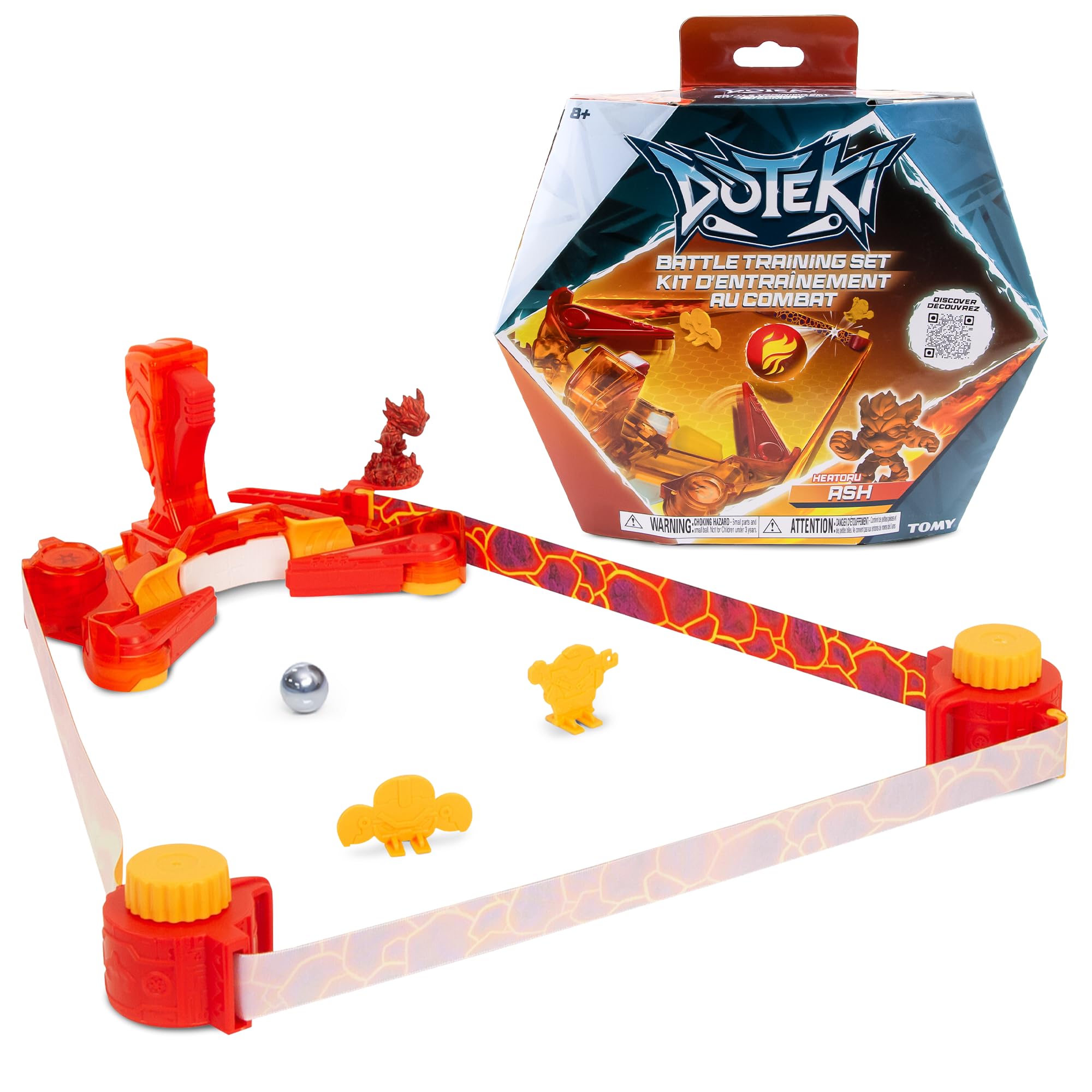 Doteki Battle Training Set – Heatoru Champion Practice Kit with Blitz Targets, Ricochet Units, Health Key, Dynamic Arena, Compatible with All Packs, Ages 8+, Red