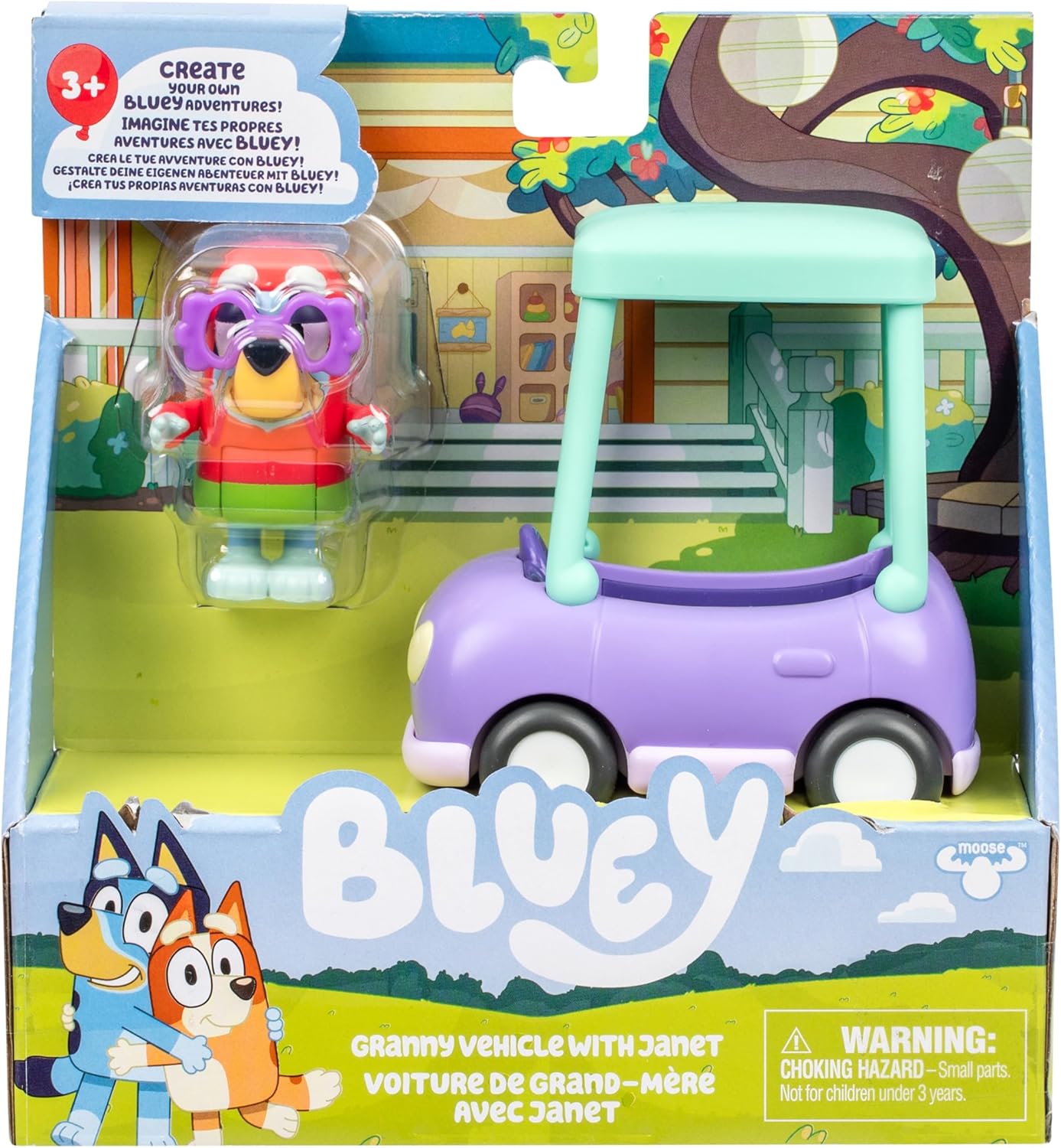 BlueY Prends la Route et Ses Amis dans Cette Petite Voiture trop Mignonne, Transporte Janet à Bord de la Voiture de Grand-mère, Qui Peut accueillir Une Figurine articulée de 6 à 7,6 cm