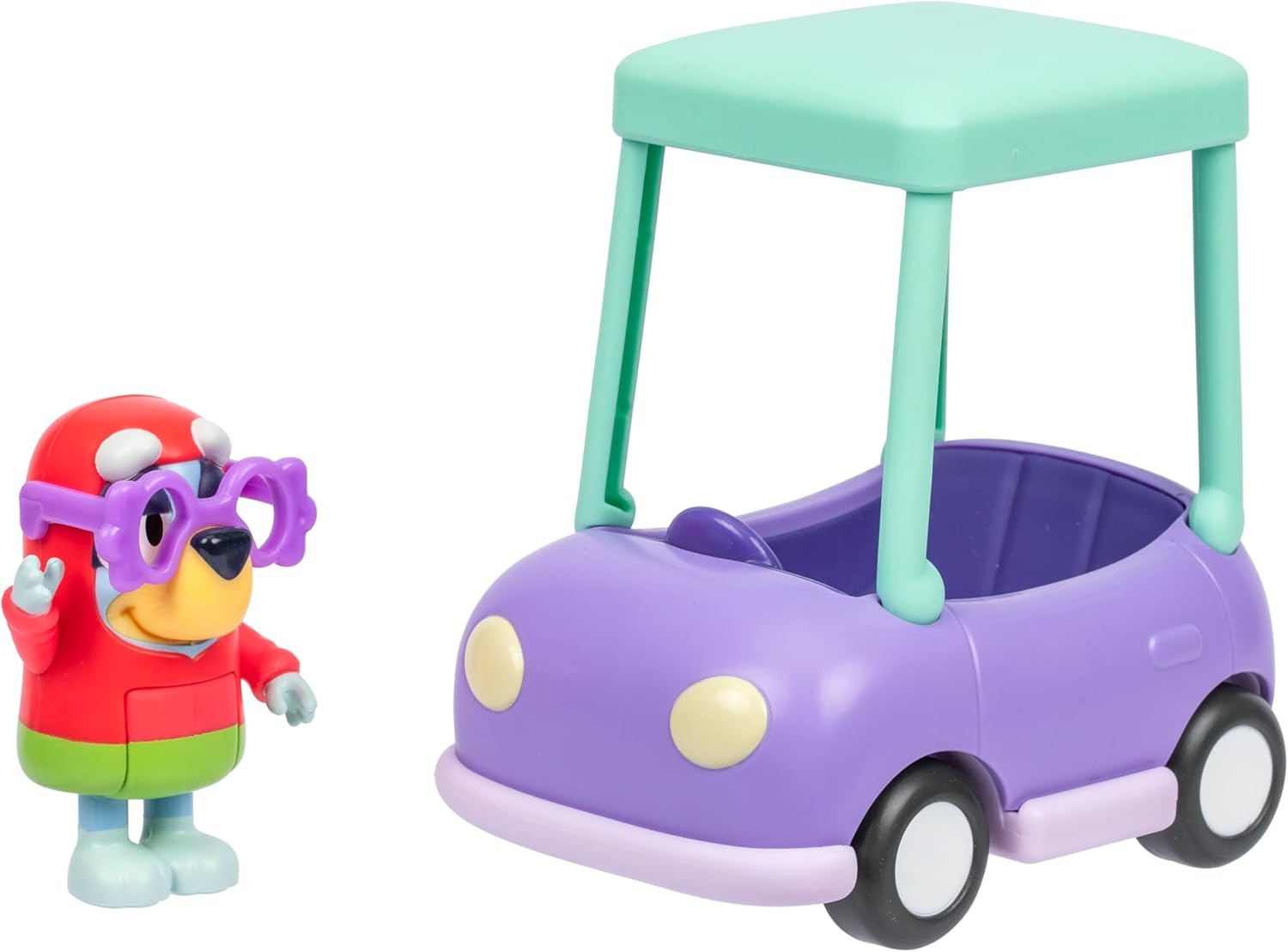 BlueY Prends la Route et Ses Amis dans Cette Petite Voiture trop Mignonne, Transporte Janet à Bord de la Voiture de Grand-mère, Qui Peut accueillir Une Figurine articulée de 6 à 7,6 cm