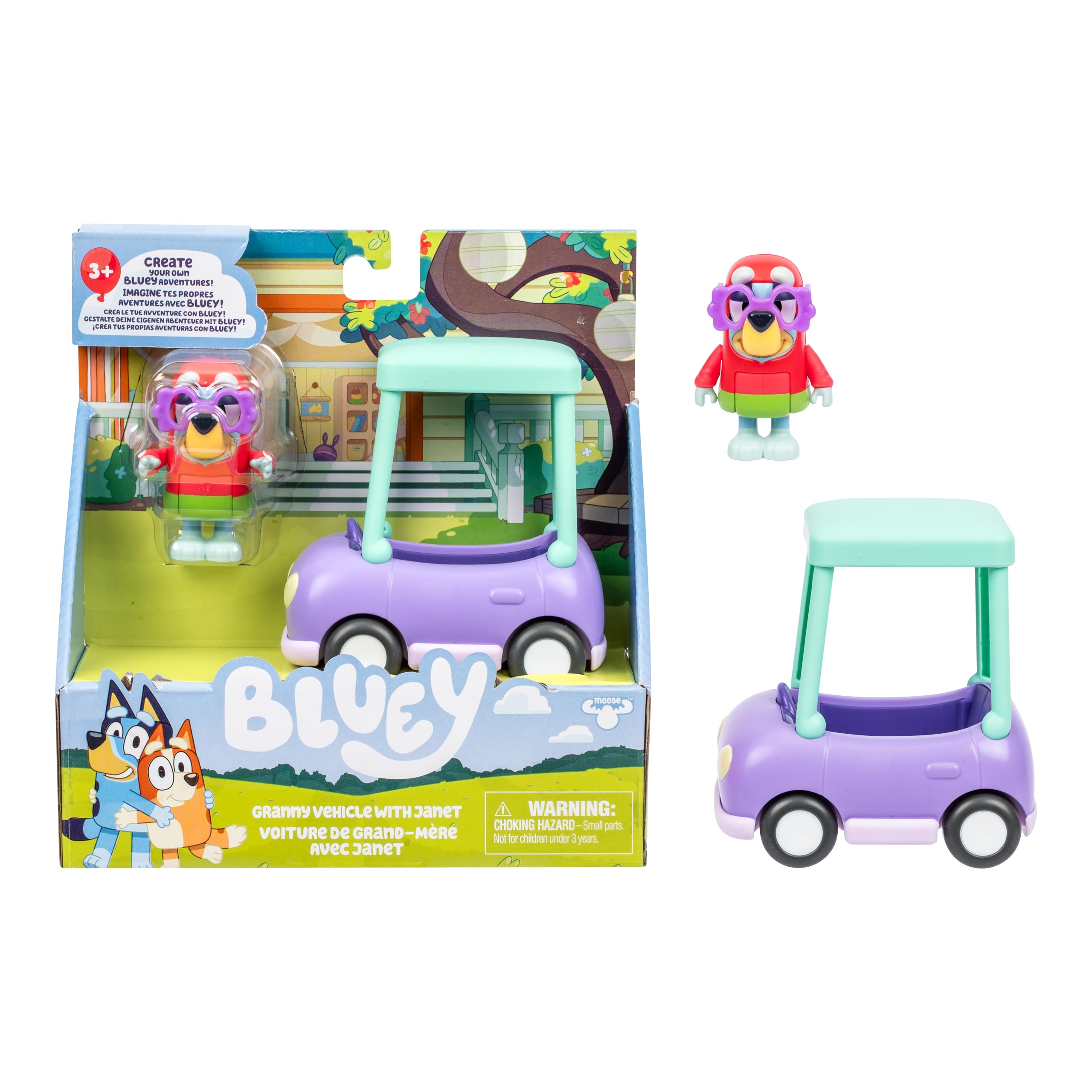 BlueY Prends la Route et Ses Amis dans Cette Petite Voiture trop Mignonne, Transporte Janet à Bord de la Voiture de Grand-mère, Qui Peut accueillir Une Figurine articulée de 6 à 7,6 cm