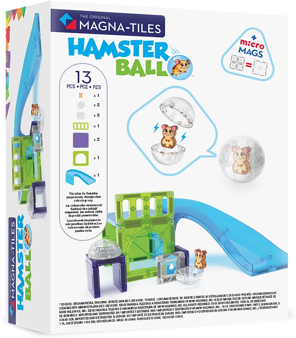 MAGNA-TILES® Hamster Ball 13-Piece Magnetic Construction Set, The Original Magnetic Building Brand