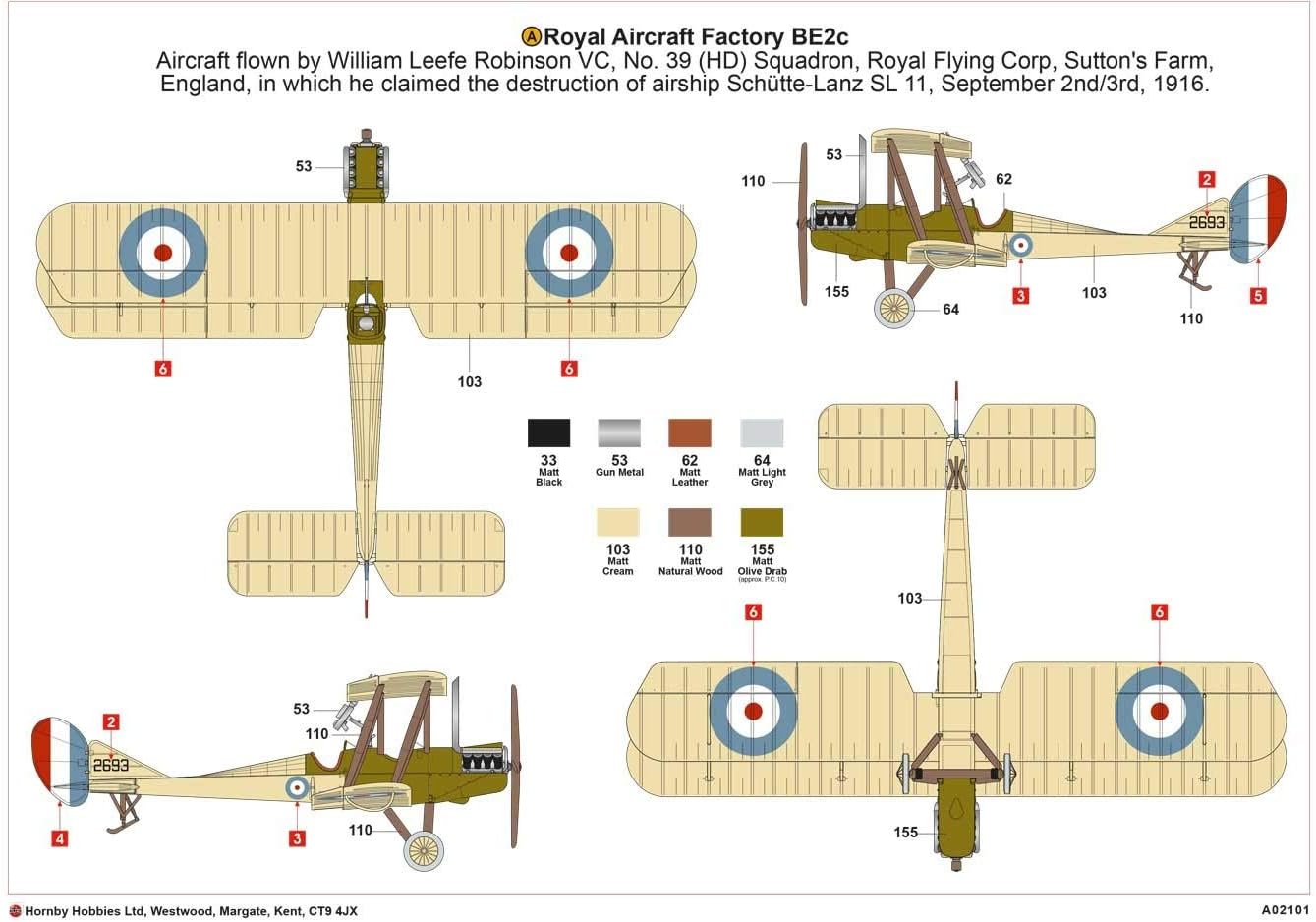 Airfix - 1/72 BE2c - Plastik-Modellbau - Maßstab: 1:72