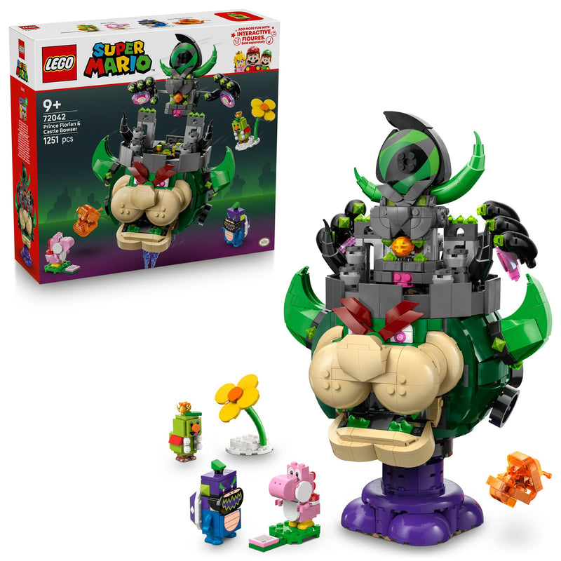 LEGO Super Mario Prins Florian en Kasteel-Bowser om mee te Doen Alsof, Cadeau voor Gamers, 5 Nintendo Personages Inclusief Prins Florian en Roze Yoshi figuren 72042