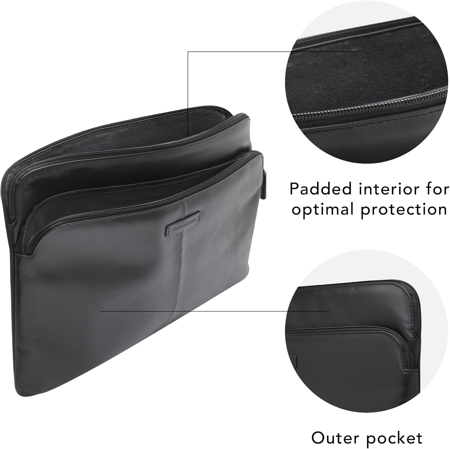 dbramante1928 - Skagen Pro+ Laptophoes - Compatibel met MacBook Pro Laptop 14" - Laptophoes - Sleeve Laptoptas - Buitenvak & Rits - Hoogwaardig Leer - Zwart 2nd