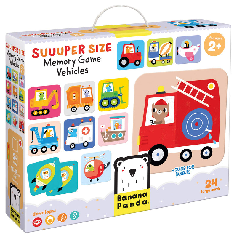 Banana Panda Suuuper Size Memory Game Vehicles 49111, educatieve toewijzingsactiviteit voor kinderen vanaf 2 jaar en ouder