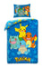 Halantex Bettwäsche Pokemon mit Pikachu, Glumanda, Schwertkäfer und Bulbizarr, Bettbezug 140 x 200 cm + Kissenbezug, Blau, POK579
