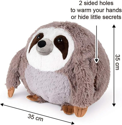 COZY NOXXIEZ Knuffelige pluche kinderhandwarmer - knuffeldier, knuffeldier, hoofdkussen als pluizig warmtekussen, pluche dier voor bed, auto en thuis (Sloth