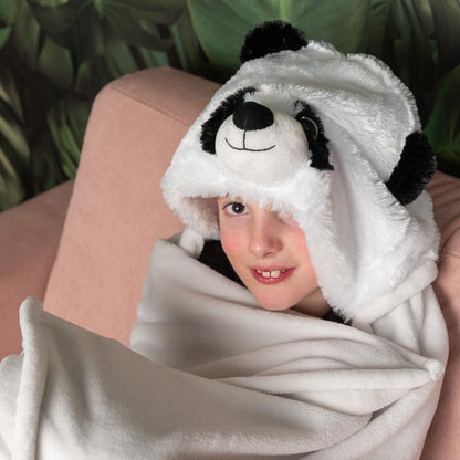 Noxxiez - Noxxiez Knuffeldeken met Capuchon Panda 130x100cm