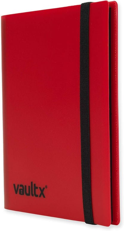 Vault X 4 Pocket Trading Card Strap Binder, 160 cards, Standard, 20 Side-Loading Pages, Folder for Collectible Card Games, Sports, TCG (Red