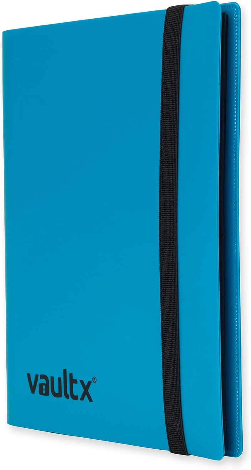 Vault X 4 Pocket Trading Card Strap Binder, 160 cards, Standard, 20 Side-Loading Pages, Folder for Collectible Card Games, Sports, TCG (Blue