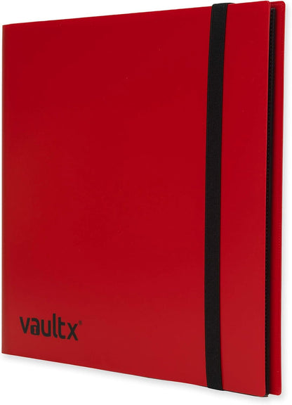 Vault X 12 Pocket Trading Card Strap Binder, 480 cards, Standard, 20 Side-Loading Pages, Folder for Collectible Card Games, Sports, TCG (Red