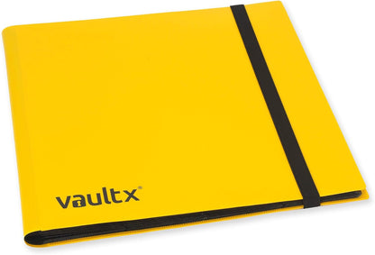 Vault X 12 Pocket Trading Card Strap Binder, 480 cards, Standard, 20 Side-Loading Pages, Folder for Collectible Card Games, Sports, TCG (Yellow