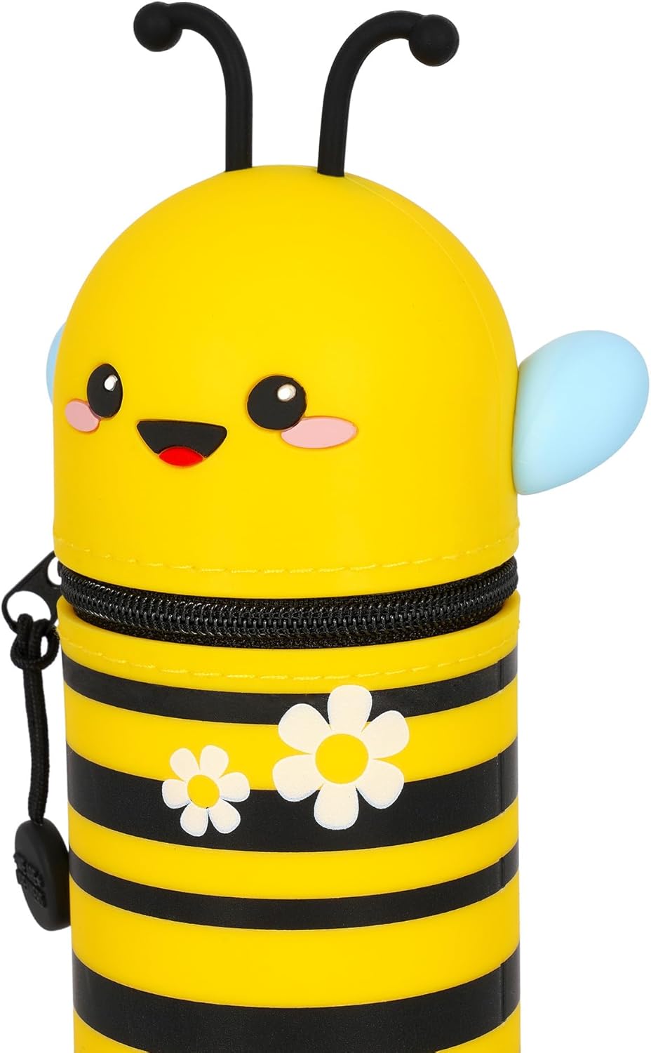 Legami – Kawaii School Pencil Case 2 in 1 Soft Silicone, Table Pen Holder, Zipper Closure, Pastel Pens Marker, H 18.5 cm