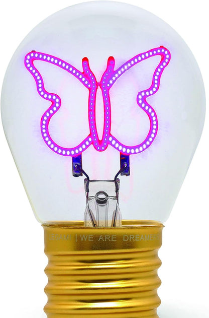 Legami - Table Lamp, Rechargeable with USB Cable, Wireless, Bulb Fiction, Butterfly Theme, 6.8 x 10.5 cm
