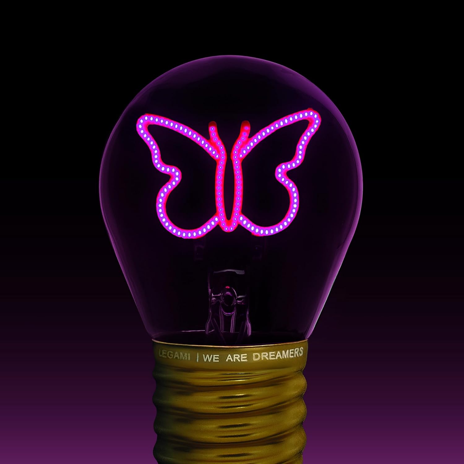 Legami - Table Lamp, Rechargeable with USB Cable, Wireless, Bulb Fiction, Butterfly Theme, 6.8 x 10.5 cm