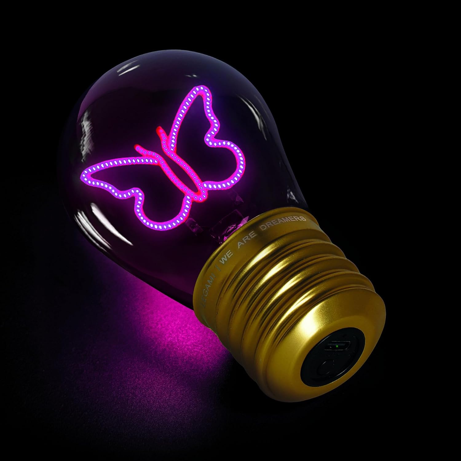 Legami - Table Lamp, Rechargeable with USB Cable, Wireless, Bulb Fiction, Butterfly Theme, 6.8 x 10.5 cm