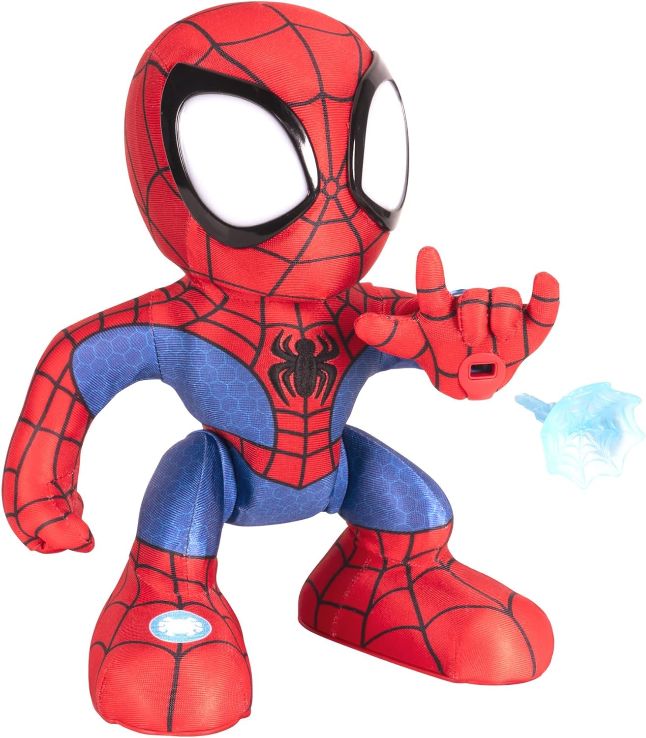 MARVEL Spidey and His Amazing Friends Amazing Flip Spidey - 12-Inch Animatronic Plush with Lights, Sounds, and Web Dart Launcher