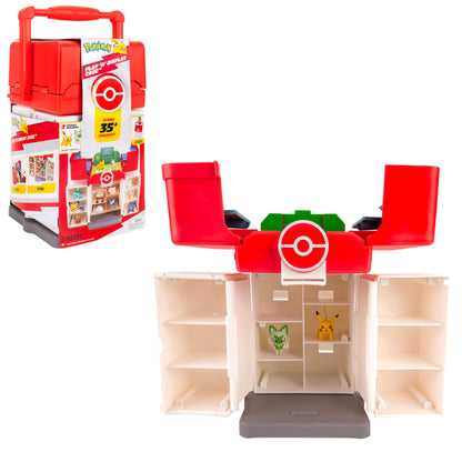 Pokémon Play ‘N’ Display Case - Multi-Level Storage Unit with Rooftop Arena and Space for 35+ 2-Inch Battle Figures