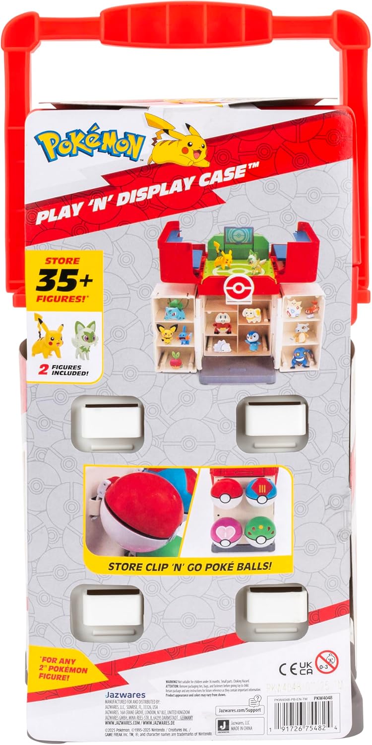 Pokémon Play ‘N’ Display Case - Multi-Level Storage Unit with Rooftop Arena and Space for 35+ 2-Inch Battle Figures
